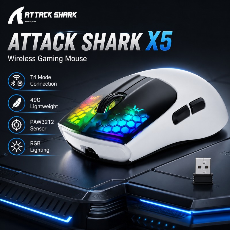 Pc Gaming X3D - ماوس الألعاب اللاسلكي ATTACK SHARK X5
