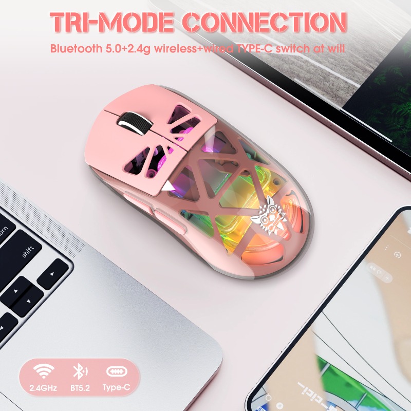 ماوس ألعاب لاسلكي شفاف وردي ON - مراجعة Pc Gaming X3D وسعره