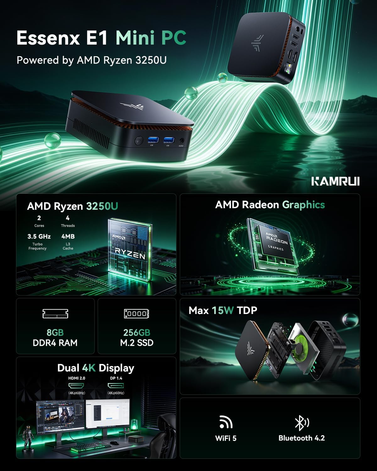 كمبيوتر مكتبي صغير KAMRUI مع م - مراجعة Pc Gaming Amd Ryzen 7 وسعره